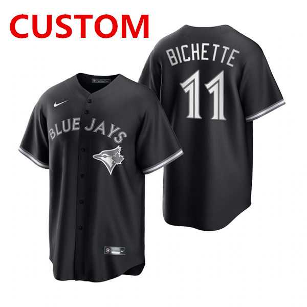 Men%27s Toronto Blue Jays Custom Black Stitched MLB Cool Base Nike Jersey